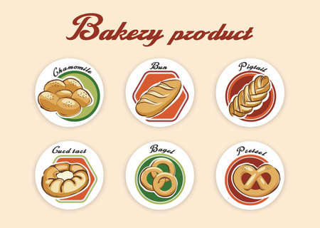 Baking icons in circles. Objects.のイラスト素材