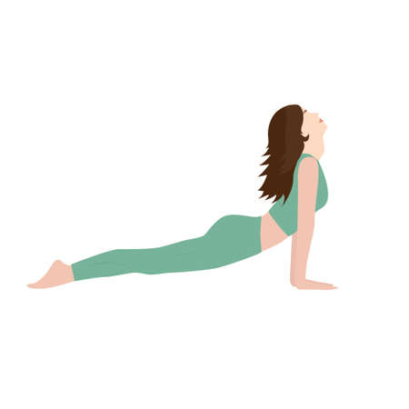 The girl is engaged in yoga. Flat style. Vector illustrationのイラスト素材