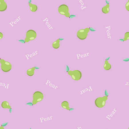 Seamless pattern with pears and lettering. Vector illustration