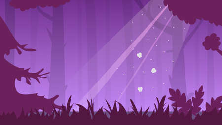 Background forest. Silhouettes of trees and grass. Vector illustrationのイラスト素材