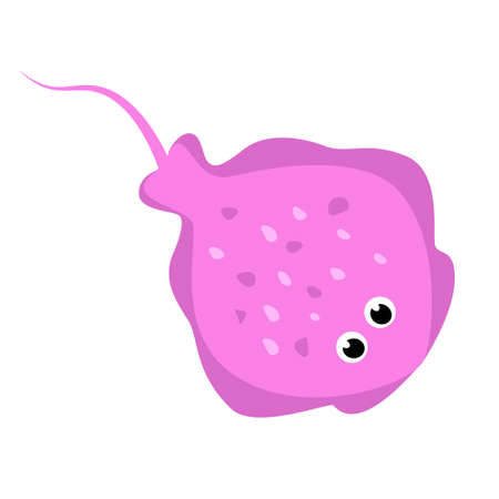 Cute pink stingray isolated on white background. Vector illustrationのイラスト素材