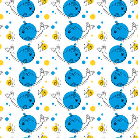 Seamless pattern with sea animals. Vector illustrationのイラスト素材