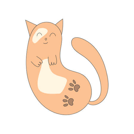 Cute funny red cat. Isolated on a white background. Vector illustrationのイラスト素材