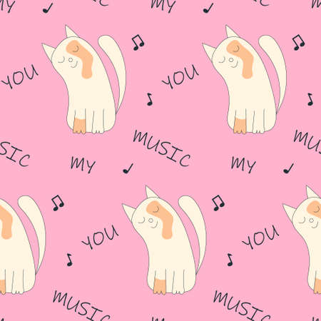 Seamless pattern with cute cats. Vector illustrationのイラスト素材