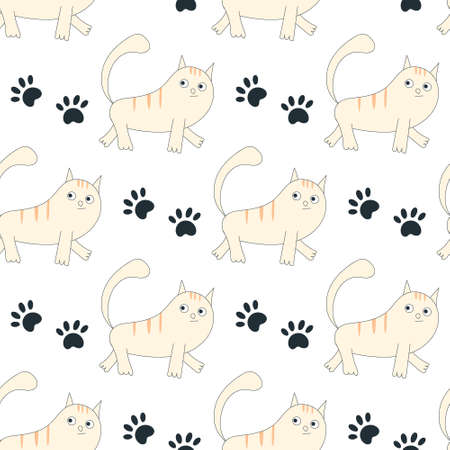 Seamless pattern with cute cats. Vector illustrationのイラスト素材
