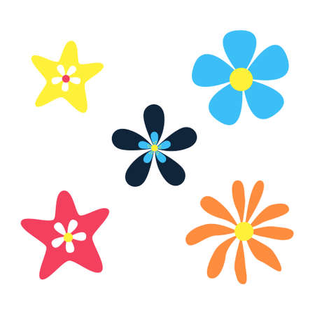 A set of bright flowers. Isolated on a white background. Vector illustrationのイラスト素材