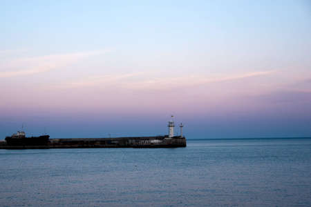 A view to the lighthouse in Yalta, Ukraine.の写真素材