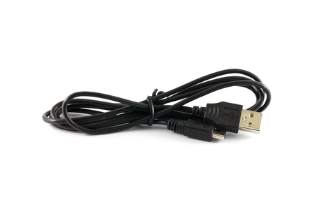 mini usb cable on white backgroundの写真素材