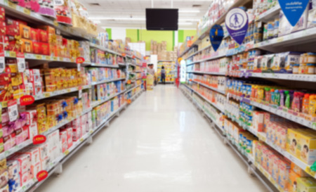 blurred supermarket backgroundの写真素材