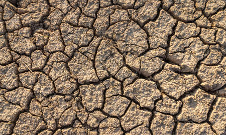 Cracked clay ground into the dry seasonの写真素材