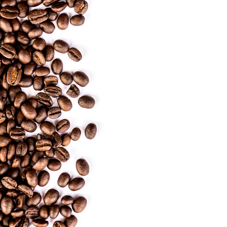 Close up of Coffee beans on white backgroundの写真素材