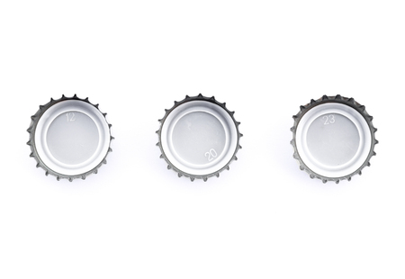 close up of a bottle cap on white backgroundの写真素材