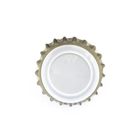close up of a bottle cap on white backgroundの写真素材