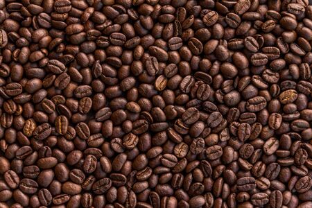 Close up of roasted coffee beans backgroundの写真素材