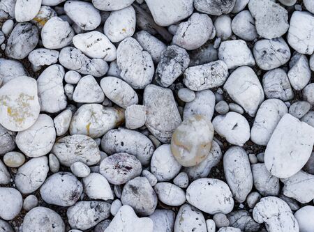 White pebbles stone texture and backgroundの写真素材