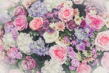 Close up of Beautifu artificial flower bouquet backgroundの写真素材