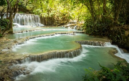 Tat Kuang Si Waterfalls. Beautiful waterfalls in Luang Prabang, Laos.の写真素材
