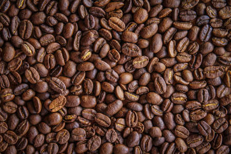 Close up of roasted coffee beans backgroundの写真素材