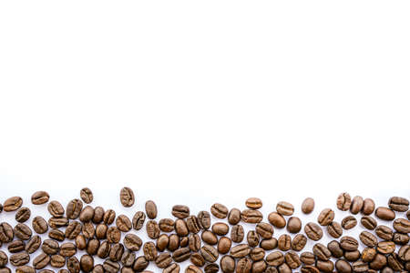 Frame of Coffee beans on white backgroundの写真素材