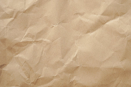 Brown crumpled paper texture for background. Copy space for text.の写真素材
