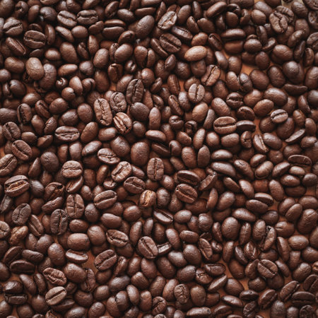 Coffee beans background. Roasted coffee beans close-up.の写真素材