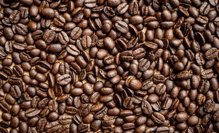 Roasted coffee beans background. Close up image of coffee beans.の写真素材