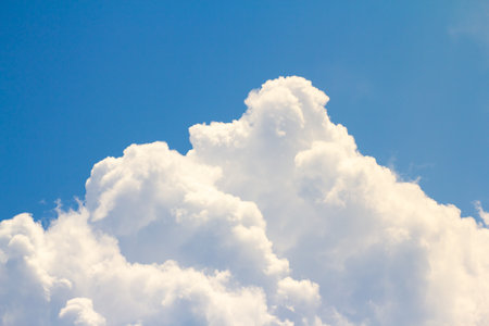 Blue sky background with tiny clouds. Sky with clouds weather nature cloud blueの写真素材