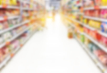 Supermarket blurred background with bokeh light, abstract blur backgroundの写真素材
