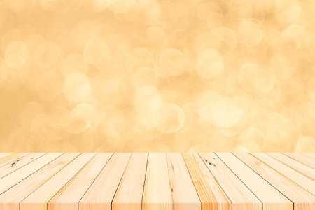Wood table top on bokeh background - can be used for display or montage your productsの写真素材