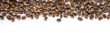 Coffee beans isolated on white background with copy space for your text.の写真素材