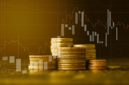 Stock market or forex trading graph and candlestick chart suitable for financial investment concept. Economy trends background for business idea and all art work design.の写真素材