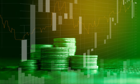 Stock market or forex trading graph and candlestick chart suitable for financial investment concept. Economy trends background for business idea and all art work design.の写真素材