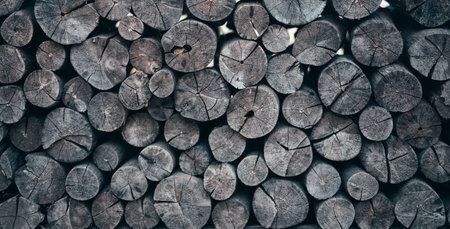 Firewood background. Firewood texture. Firewood background. Firewood background.の写真素材
