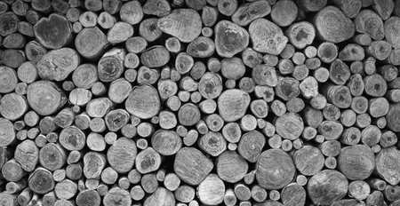 Wood texture background. Natural wood background. Black and white photo.の写真素材