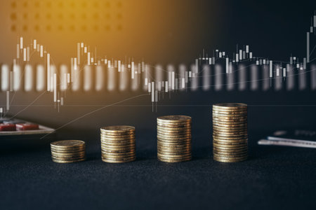 Stock market or forex trading graph and candlestick chart suitable for financial investment concept. Economy trends background for business idea and all art work design.の写真素材