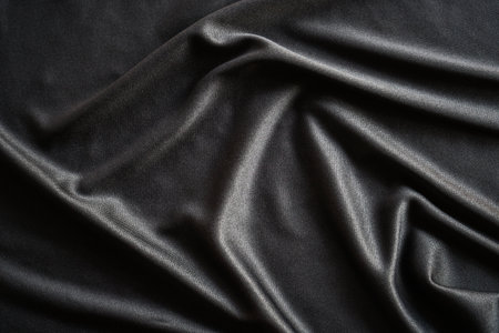 Closeup of black satin fabric texture background. Top view.の写真素材
