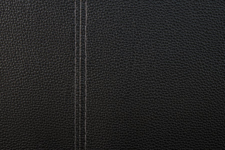 Black leather texture background. Close-up of black leather texture.の写真素材