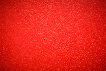 Water drops on red background. Water drops on a red background.の写真素材
