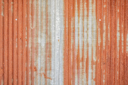 Rusty corrugated iron texture background. Old rusty corrugated iron textureの写真素材
