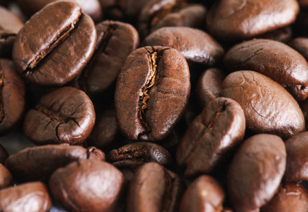 Coffee beans close-up, can be used as a backgroundの写真素材