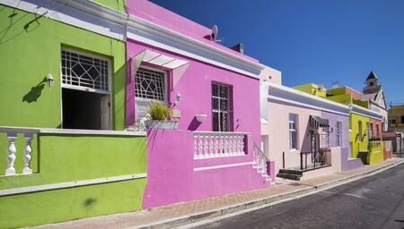 Vibrant colored houses of the muslim quarter of Cape Town, Bo-Kaapの写真素材