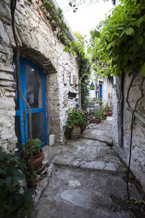 Street view of Afionas at Corfu Island of Greece.の写真素材