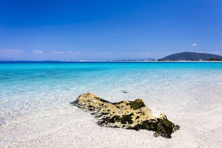 Turquoise waters of Agios Ioannis Beach of Lefkada, Greece, located at the Ionian Sea.の写真素材