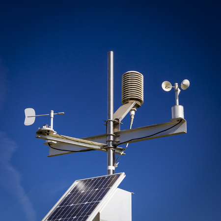 Automated weather station measuring atmospheric conditions