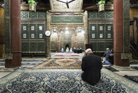Muslim Quarter, Xi'an, Shaanxi/China- October 15 2014: Prayer hall of the Great Mosque of the Muslim Quarter, where most of the residents are Hui.のeditorial素材