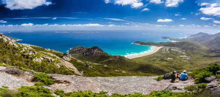 Mount Oberon, Wilsons Promontory National Park, Victoria/Australia â December 31, 2019: Hikers having lunch and enjoying the view from the summit of Mount, one of the most popular hiking routes at the region.のeditorial素材
