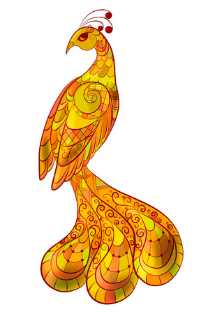 The volume figure of a fantasy bird painted in yellow tonesのイラスト素材