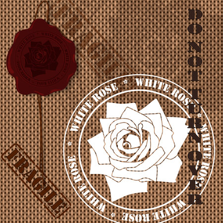 Wax seal and multicolored stamps on a textured background.のイラスト素材