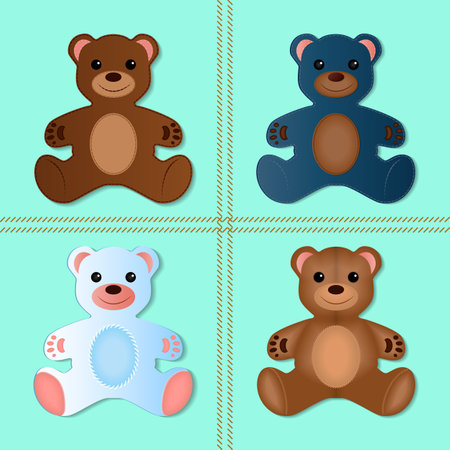 Set of four colorful teddy bearsのイラスト素材