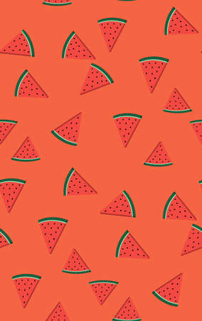 Seamless pattern. Watermelon slices on an orange background.